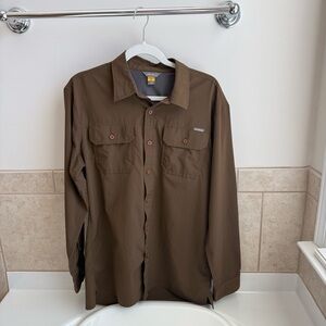 Eddie Bauer Men’s Brown Performance Button Down Shirt | Size M | Outdoor Utility